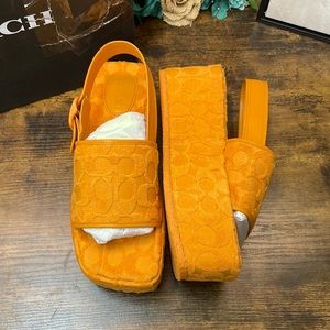 Coach Noelle Sandal In Signature Terry Cloth size 9 nwt and box